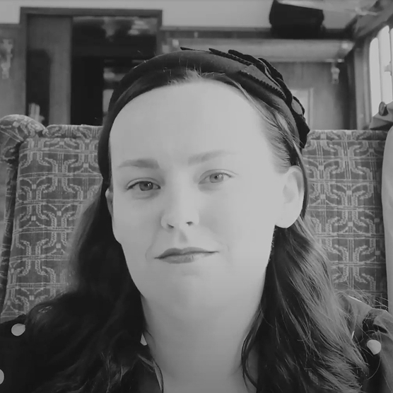 Black and white photo of a lady