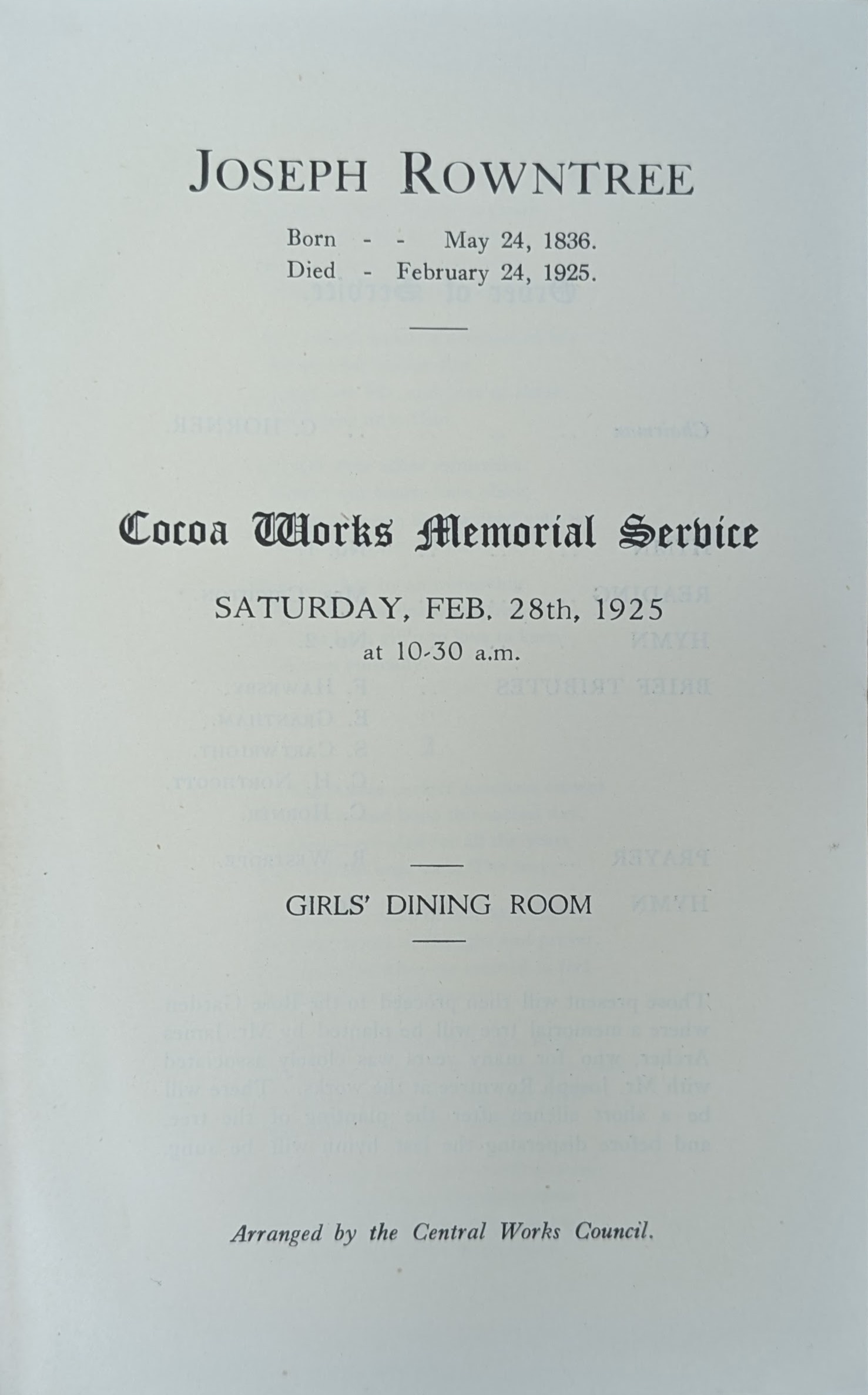 Cocoa Works Memorial Service
