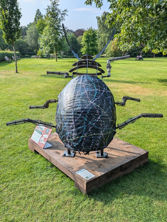 Tansy Beetle sculpture in Homestead Park